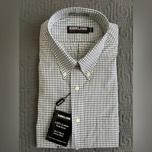 Kirkland Signature Men's Black and White Grid Shirt